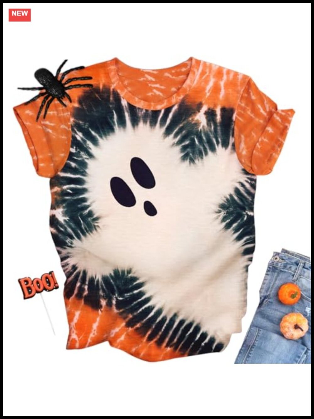Women's Halloween Ghost Graphic Crew Neck Short Sleeve T-Shirt